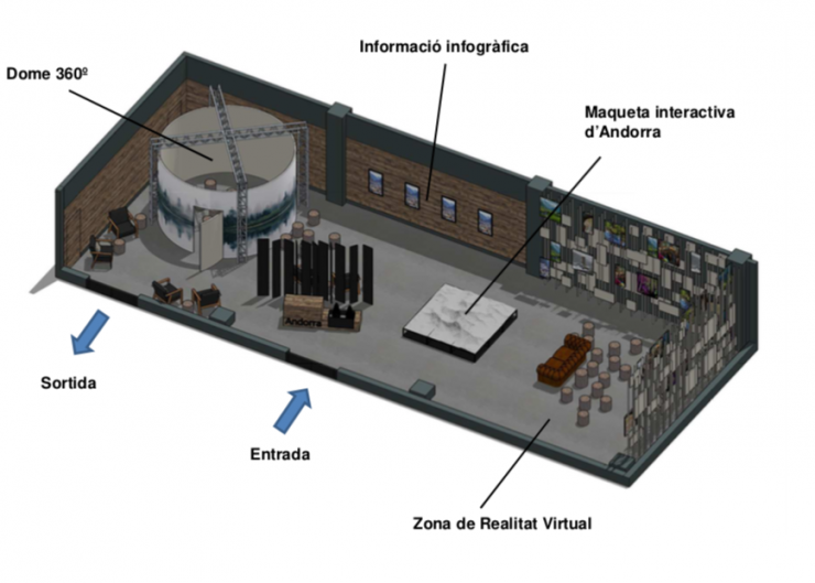 Distribució del pavelló d'Andorra a l'exposició universal de Dubai 2020.